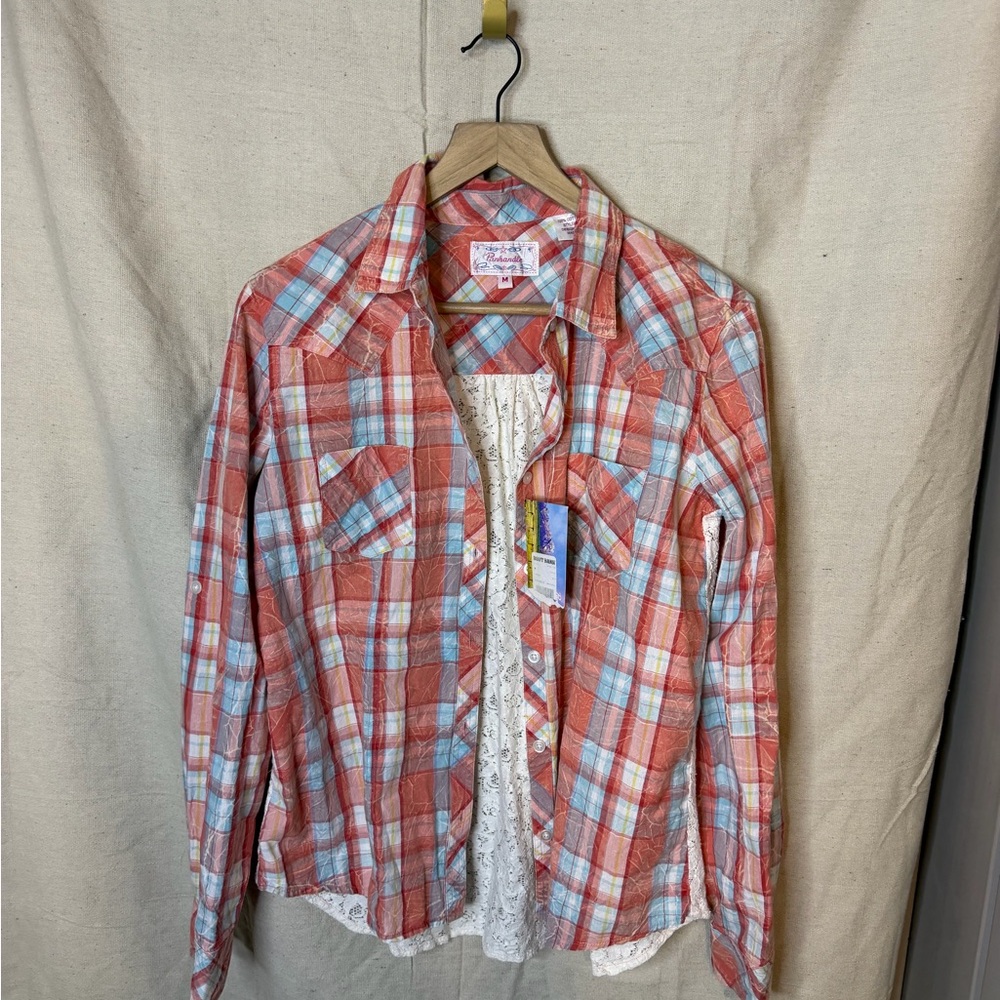Panhandle Button Up Flannel With Lace Details